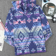 Load image into Gallery viewer, Blue Aztec Print Hoodie