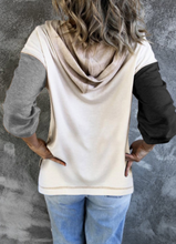 Load image into Gallery viewer, Pre-Order Colorblock V Neck Long Sleeve Hoodie