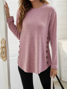 Pre-Order Button Decor Long Sleeve Top