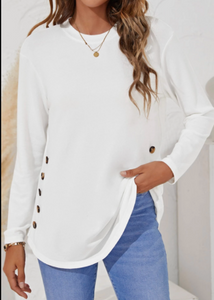 Pre-Order Button Decor Long Sleeve Top