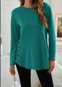 Pre-Order Button Decor Long Sleeve Top