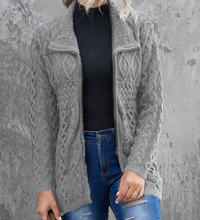 Load image into Gallery viewer, Pre-Order Zip-up Open Front Knitted Sweater