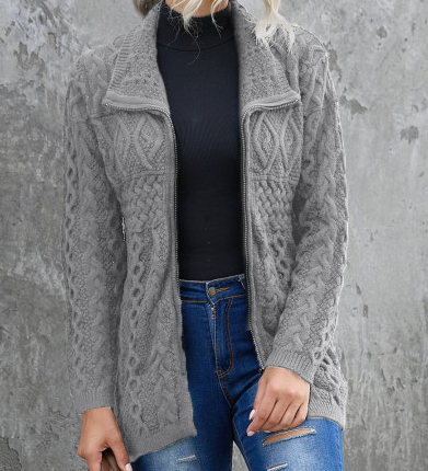 Pre-Order Zip-up Open Front Knitted Sweater