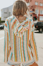 Load image into Gallery viewer, Pre-Order Multicolor Striped V Neck Bell Sleeve Hooded Sweater