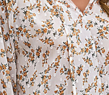 Load image into Gallery viewer, Pre-Order Floral Print Drawstring Long Bell Sleeve Blouse