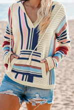 Load image into Gallery viewer, Pre-Order Color Block V Neck Pocket Long Sleeve Sweater