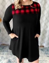 Load image into Gallery viewer, Plus Size Checkered Print Splicing Dress