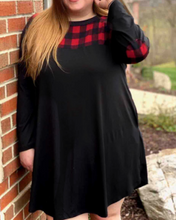 Load image into Gallery viewer, Plus Size Checkered Print Splicing Dress