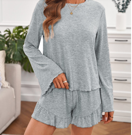 Pre-Order Bell Sleeve Top and Ruffle Shorts Lounge Suit