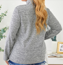 Load image into Gallery viewer, Pre-Order Plus Size Heathered Turn-down Zip Collar Sweatshirt