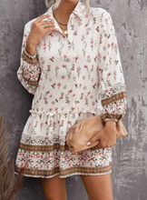 Load image into Gallery viewer, Pre-Order Floral Print Puff Sleeve Buttoned Shirt Mini Dress