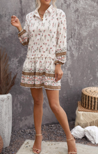 Load image into Gallery viewer, Pre-Order Floral Print Puff Sleeve Buttoned Shirt Mini Dress