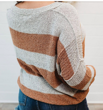 Load image into Gallery viewer, Pre-Order Plus Size Color Block V Neck Pullover Knit Sweaters