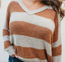 Load image into Gallery viewer, Pre-Order Plus Size Color Block V Neck Pullover Knit Sweaters