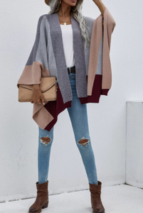 Pre-Order Color Block Cardigan/Poncho