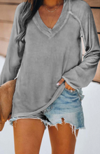 Load image into Gallery viewer, Pre-Order V Neck Casual Long Sleeve Top