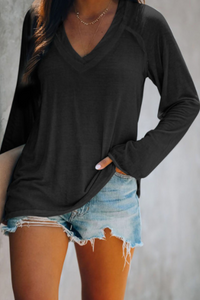 Pre-Order V Neck Casual Long Sleeve Top