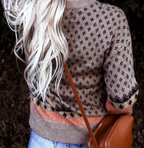 Taupe Boho Printed Pullover Sweater