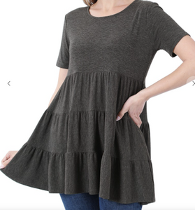 Charcoal Tiered Top