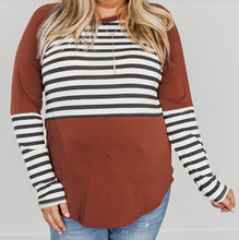 Load image into Gallery viewer, Pre-Order Plus Size Striped Color Block Long Sleeve Top