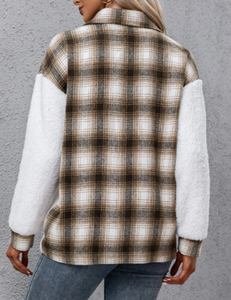 Pre-Order Splicing Plaid Shirt Coat