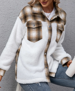 Pre-Order Splicing Plaid Shirt Coat