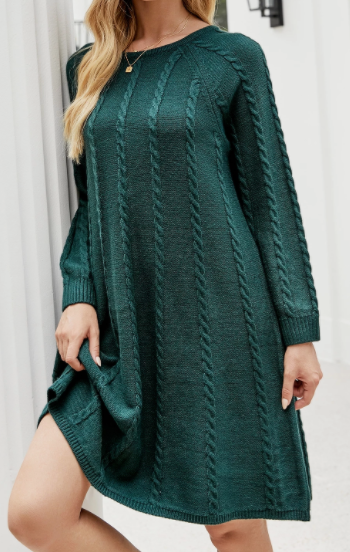 Green Knit Mini Dress