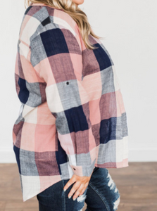 Pre-Order Plus Size Pink Plaid Shirt