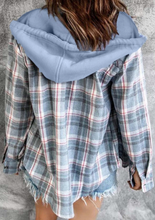 Load image into Gallery viewer, Pre-Order Plaid Buttoned Drawstring Hooded Coat