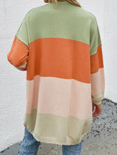 Load image into Gallery viewer, Pre-Order Open Front Color Block Pockets Tunic Cardigan