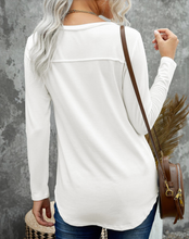 Load image into Gallery viewer, Pre-Order Black V Neck Long Sleeve Pocket Top