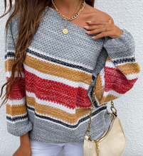 Load image into Gallery viewer, Color Block Knitted Drop Shoulder Pullover Sweater