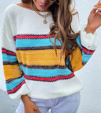 Load image into Gallery viewer, Color Block Knitted Drop Shoulder Pullover Sweater