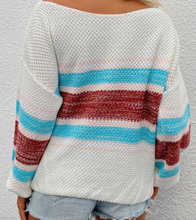 Load image into Gallery viewer, Color Block Knitted Drop Shoulder Pullover Sweater