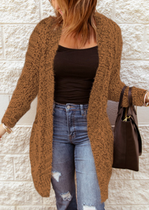 Fuzzy Knit Cardigan with Pockets