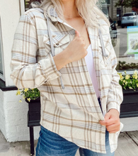 Load image into Gallery viewer, Pre-Order Khaki Plaid Hooded Shirt Coat