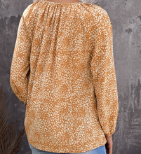 Load image into Gallery viewer, Pre-Order Leopard Patch Drawstring Long Puff Sleeve Blouse