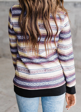 Load image into Gallery viewer, Tribal Pattern Pocket High Neck Pullover Hoodie