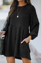 Load image into Gallery viewer, Round Neck Empire Waist Ribbed Knit Tunic/Dress