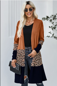 Pre-Order Leopard Splicing Color Block Cardigans