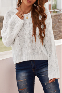 Drop Shoulder Loose Sweater with Hooded