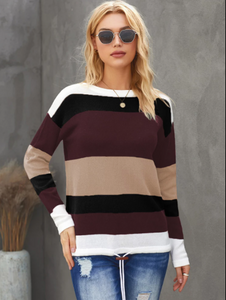 Pre-Order Color Block Knit Sweater with tie
