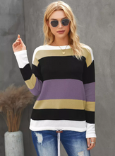Load image into Gallery viewer, Pre-Order Color Block Knit Sweater with tie