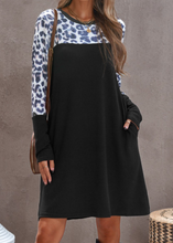 Load image into Gallery viewer, Pre-Order Leopard Print Splicing Long Sleeve Dress