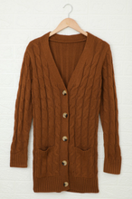 Load image into Gallery viewer, Pre-Order Button Down Front Pocket Cable Knit Cardigan