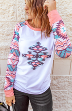 Load image into Gallery viewer, Pre-Order Tribal Aztec Print Raglan Sweatshirt