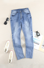 Load image into Gallery viewer, Pre-Order Sky Blue Button Fly Skinny Jeans