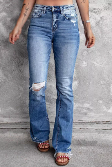 Pre-Order Ripped Flare Jeans – Worn & Refined