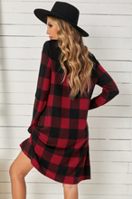 Load image into Gallery viewer, Pre-Order Buffalo Plaid Splicing Long Sleeve Mini Dress