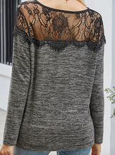 Load image into Gallery viewer, Pre-Order Gray Lace Sheer Yoke Top